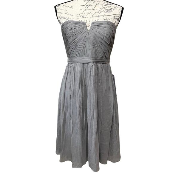 Nadia Silk Chiffon Strapless Dress Size Gray Weddings